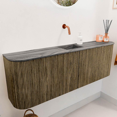 Mondiaz JOYA-DLUX 123.2cm toiletmeubel - ronding links en rechts kleur Dusk - Wastafel FAYE positie Midden Zonder kraangat kleur Sombra.