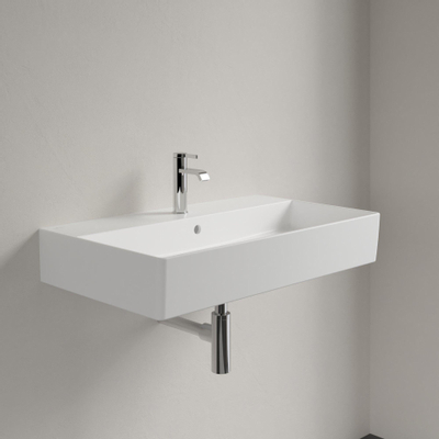 Villeroy & Boch Memento 2.0 wastafel voor handdoekhouders 80x47cm met overloop 1 kraangat ceramic+ stone white