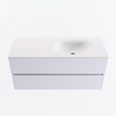 Mondiaz VICA Ensemble meuble de salle de bains - 110cm - cale - 2 tiroirs - Lavabo MOON - droite - sans trou de robinet - couleur talc - Version XL 60cm de haut