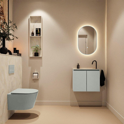 MONDIAZ TURE-DLUX Meuble toilette - 60cm - Greey - EDEN - vasque Ostra - position droite - 1 trou de robinet