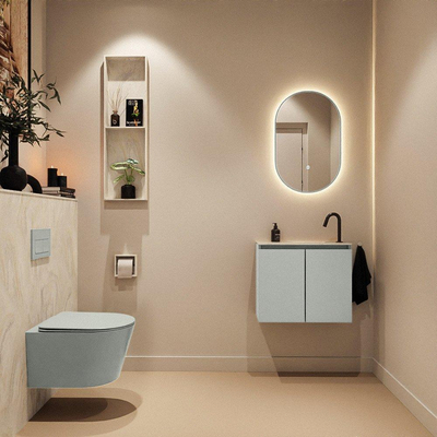 MONDIAZ TURE-DLUX Meuble WC 60cm Greey. Lavabo EDEN Ostra position à droite. Avec 1 trou de robinet.
