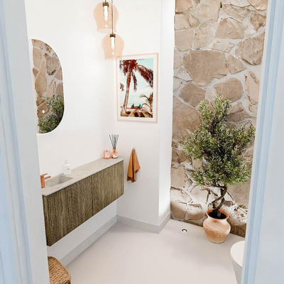 Mondiaz JOYA-DLUX 111.6cm toiletmeubel - ronding rechts kleur Dusk - Wastafel FAYE positie Links 1 kraangat kleur Opalo.