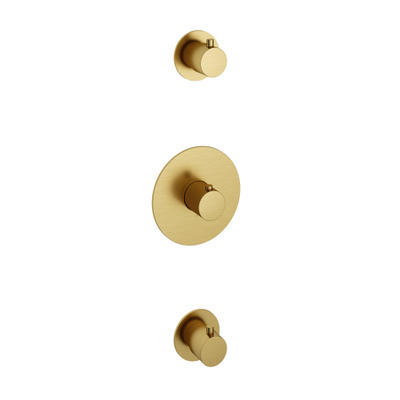 Hotbath Cobber Afbouwdeel inbouwthermostaat - met 2 stopkranen geborsteld messing - PVD - (goud)