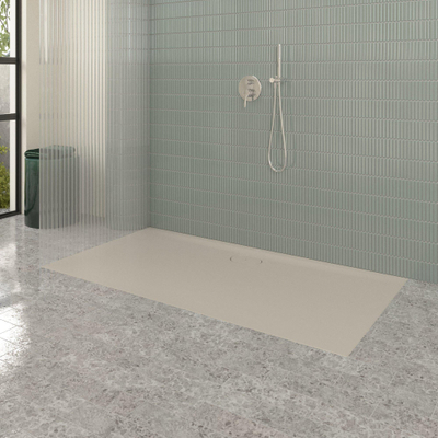 Villeroy & Boch Ecora douchebak - 170x90x3.5cm - afvoer lange zijde - almond (beige)