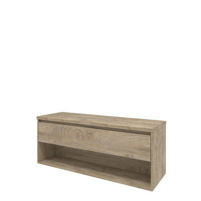 Proline top ensemble de meubles bas 140x46x55.2cm meuble avec étagère chêne brut et plaque de recouvrement chêne brut