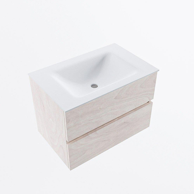 Mondiaz VICA Ensemble de meuble de salle de bain - 70cm - meuble sous vasque en aggloméré - 2 tiroirs - lavabo cloud milieu - 1 trou de robinet - version haute de 60cm - talc