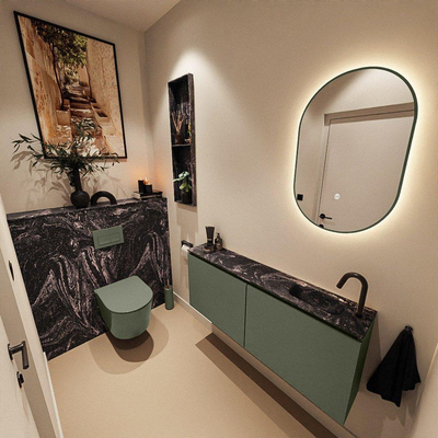 MONDIAZ TURE-DLUX meuble WC 120cm Army. Lavabo EDEN Lava position à droite. Avec 1 trou de robinet.