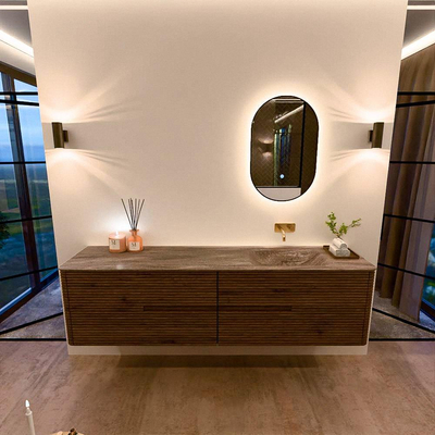 Mondiaz CIRO-DLUX Badkamermeubelset - 190x45x50cm - Solid surface wastafel Oza - 1 wasbak Rechts - zonder kraangaten - 4 lades - Dusk