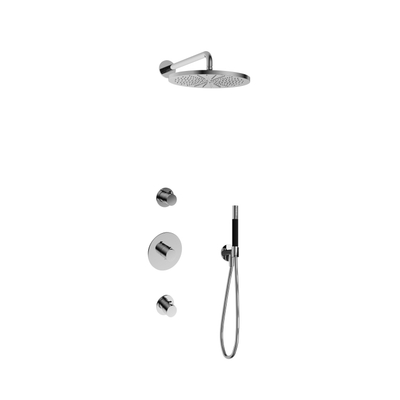 Hotbath Cobber IBS20 Ensemble de douche de tête encastré - bras de douche mural 35 cm - pomme de douche ronde 30 cm - douchette à main barre - chrome