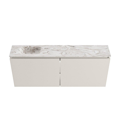 MONDIAZ TURE-DLUX Meuble WC 120 cm Linen. Lavabo EDEN Glace position à gauche. Avec 1 trou de robinet.