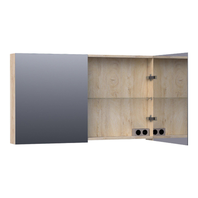 BRAUER Plain Spiegelkast - 120x70x15cm - 2 links/rechtsdraaiende spiegeldeuren - MFC - sahara