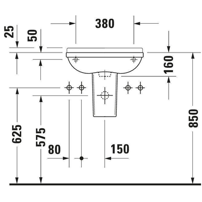 Duravit Starck 3 Lave mains 50x26cm avec trou pour robinetterie perçable droite et gauche Blanc