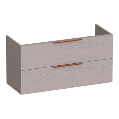 BRAUER Elevate meuble sous lavabo peu profond 100 excl. poignées à poser 2 tiroirs softclose et 1 découpe pour le siphon - Timber Greige