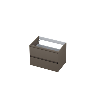 INK Wastafelonderkast - 70x45x52cm - 2 lades - greeploos - MDF lak - Mat taupe