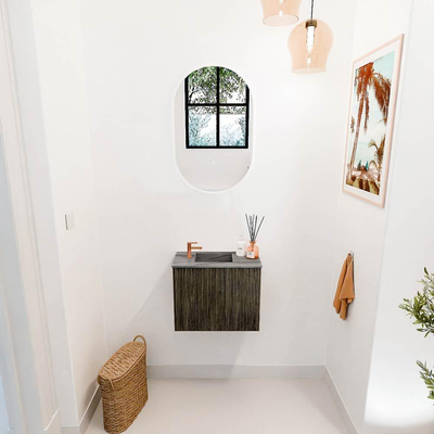 Mondiaz JOYA-DLUX Meuble de salle de bains - 50cm - couleur Shadow - Lavabo FAYE position Gauche 1 trou de robinet couleur Sombra.