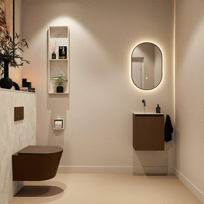 MONDIAZ TURE-DLUX 40cm toiletmeubel Rust. EDEN wastafel Ostra positie links. Zonder kraangat.
