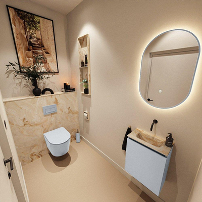 MONDIAZ TURE-DLUX Meuble toilette - 40cm - Clay - EDEN - vasque Frappe - position centrale - sans trou de robinet