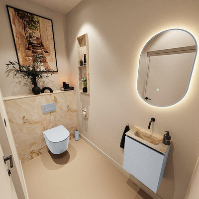 MONDIAZ TURE-DLUX Meuble WC 40cm Clay. Lavabo EDEN Frappe position milieu. Sans trou de robinet.