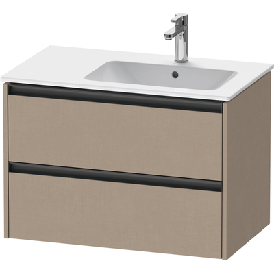 Duravit Ketho 2 meuble sous-lavage avec 2 tiroirs pour vasque à droite 81x48x54.9cm avec poignées anthracite Linnen mat