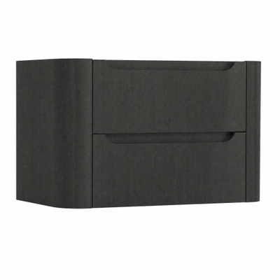 H&R Badmeubelen Juice Wastafelonderkast - 80x45x50cm - afgeronde hoeken - 2 lades - geïntegreerde greep - basalt