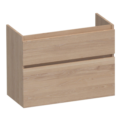 BRAUER Delight wastafelonderkast ondiep - 80x39x60cm - 2 softclose lades - greeploos - 1 sifon uitsparing - massief eiken - lamellen eiken naturel