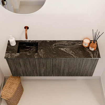 Mondiaz JOYA-DLUX 100cm toiletmeubel - kleur Shadow - Wastafel FAYE positie Links Zonder kraangat kleur Lava.