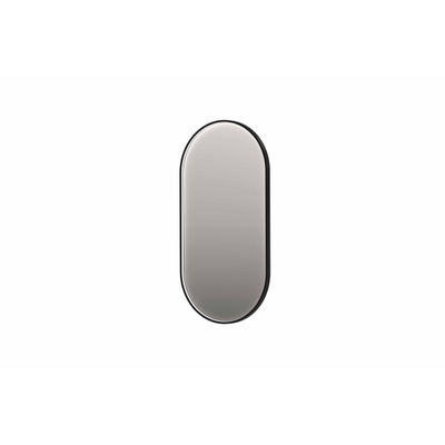 INK SP21 spiegel – ovaal – 80x40 cm – indirecte LED – spiegelverwarming – Metal black geborsteld (antraciet)