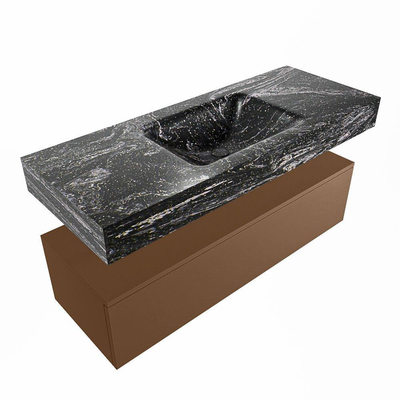Mondiaz ALAN-DLUX Ensemble de meuble - 120cm - meuble Rust mat - 1 tiroir - Lavabo Cloud Lava suspendu - vasque Centre - 0 trous de robinet