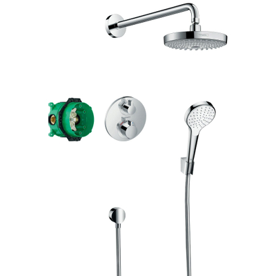 Hansgrohe Croma select s showerset compleet met ecostat s thermostaat chroom TWEEDEKANS