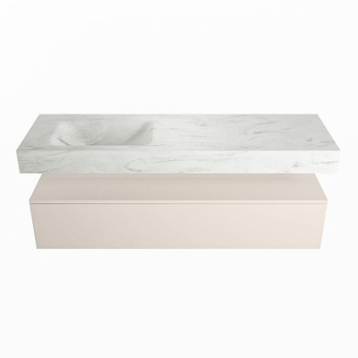 MONDIAZ ALAN - DLUX Badkamermeubelset - 150cm - onderkast - Linen - 1 lade - vrijhangende wastafel - wasbak links - 1 kraangat - Opalo