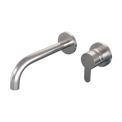 BRAUER Brushed Edition Wastafelmengkraan inbouw - gebogen uitloop links - hendel plat smal - inclusief inbouwdeel - model D 1 - PVD - geborsteld RVS