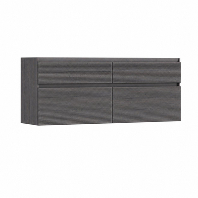 HR Ensemble de meuble Infinity Smart Meuble sous lavabo - 160x44.8x65cm - façade 3D - 4 tiroirs - double découpe pour siphon - sans poignée - wengé