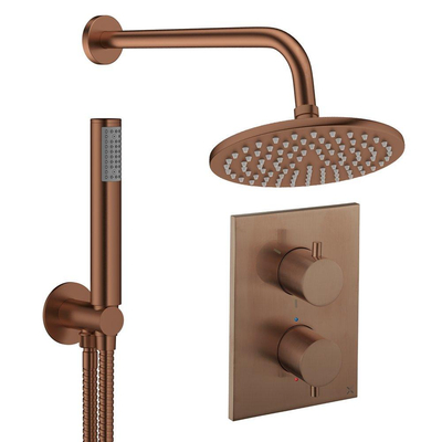 Crosswater MPRO ensemble de douche pluie encastré – douche de tête Ø 20 cm – douchette bâton – 2 leviers – brons geborsteld