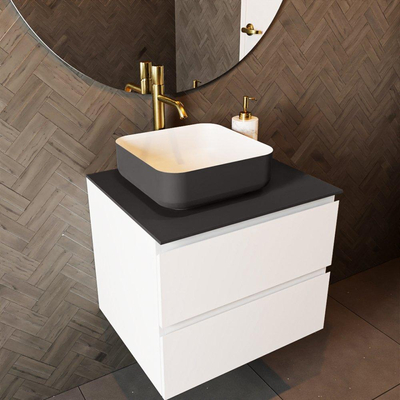 Mondiaz TOP 51 Plan de toilette - 40x51x0.9cm - adapté pour plaque de recouvrement - Solid surface - Dark Grey