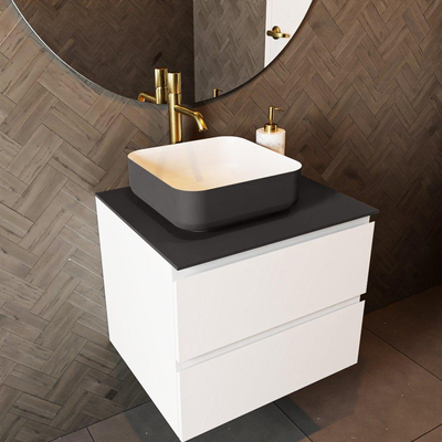 Mondiaz TOP 51 Plan sous vasque - 40x51x0.9cm - compatible comme plan de meuble - solid surface - Dark Grey