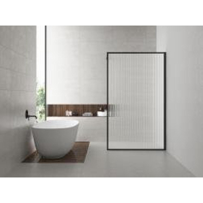 Wiesbaden Square Inloopdouche - 90x200cm - 8mm - nano geribbeld helder glas - mat zwart