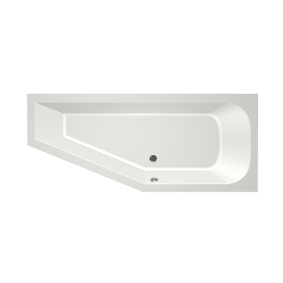 Xenz Lagoon Baignoire d'angle - 170x75x48 - bonde au milieu - Droite - Compact - acrylique - blanc mat