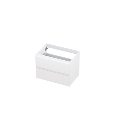 INK Wastafelonderkast - 70x45x52cm - 2 lades - greeploos - MDF lak - Hoogglans wit