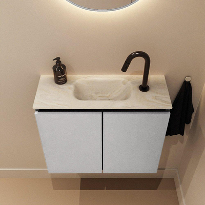 MONDIAZ TURE-DLUX Meuble de WC 60 cm Plata. Lavabo EDEN Ostra position milieu. Avec 1 trou de robinet.