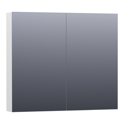 BRAUER Impress spiegelkast – 80x70x15 cm – 2 deuren, dubbelzijdige spiegeldeuren – Wit hoogglans