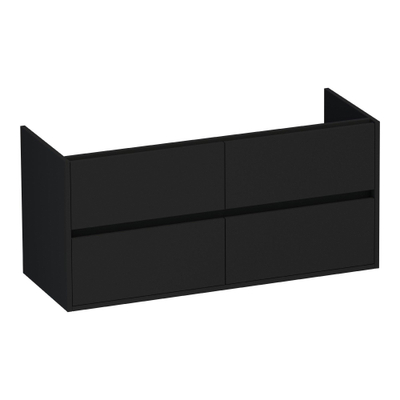 BRAUER Nexxt Wastafelonderkast - 120x46x55cm - 4 greeploze softclose lades - 2 sifonuitsparingen - MDF - mat zwart