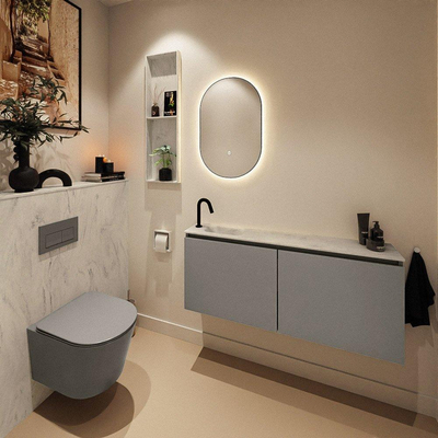 MONDIAZ TURE-DLUX meuble WC 120 cm Smoke. Lavabo EDEN Opalo position gauche. Avec 1 trou de robinet.