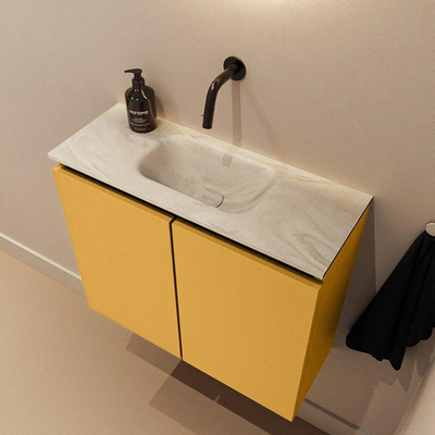 MONDIAZ TURE-DLUX 60cm toiletmeubel Ocher. EDEN wastafel Ostra positie midden. Zonder kraangat.
