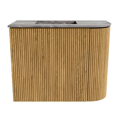 Mondiaz JOYA-DLUX 51.6cm toiletmeubel - ronding rechts kleur Oak - Wastafel FAYE positie Links 1 kraangat kleur Sombra.
