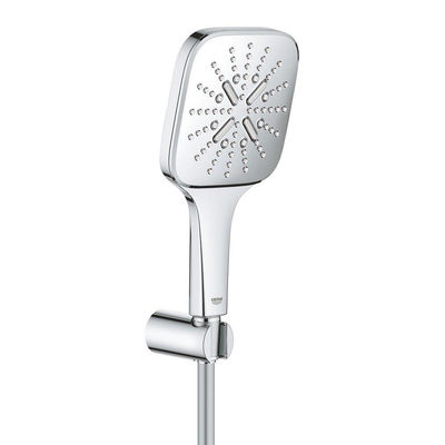 GROHE Rainshower SmartActive 130 Cube Ensemble de douchette - 3 types de jets - carré - avec support - flexible lisse - 150 cm - chrome