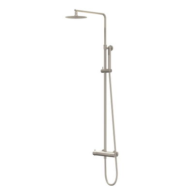 IVY Bond Ensemble de douche à effet pluie - apparent - pomme de douche fine 25 cm - douchette satin spray - Nickel brossé PVD