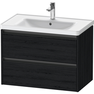 Duravit Ketho.2 Wastafelonderbouwkast - met 2 laden - 78.4x45.5x54.9cm - met grepen antraciet - eiken zwart mat