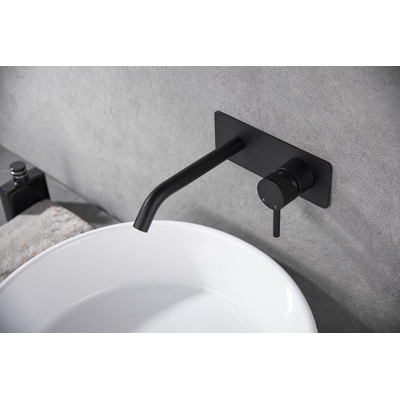 Wiesbaden Ribbd Mitigeur lavabo encastré à levier unique avec coldstart complet noir mat