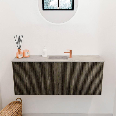 Mondiaz JOYA-DLUX 100cm toiletmeubel - kleur Shadow - Wastafel FAYE positie Midden 1 kraangat kleur Glace.