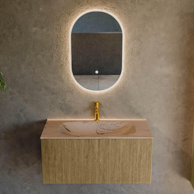 MONDIAZ KURVE-DLUX Meuble de salle de bains 90cm couleur Dusk avec 1 tiroir et 0 porte. Lavabo BIG SMALL Central 1 trou de robinet Arena.